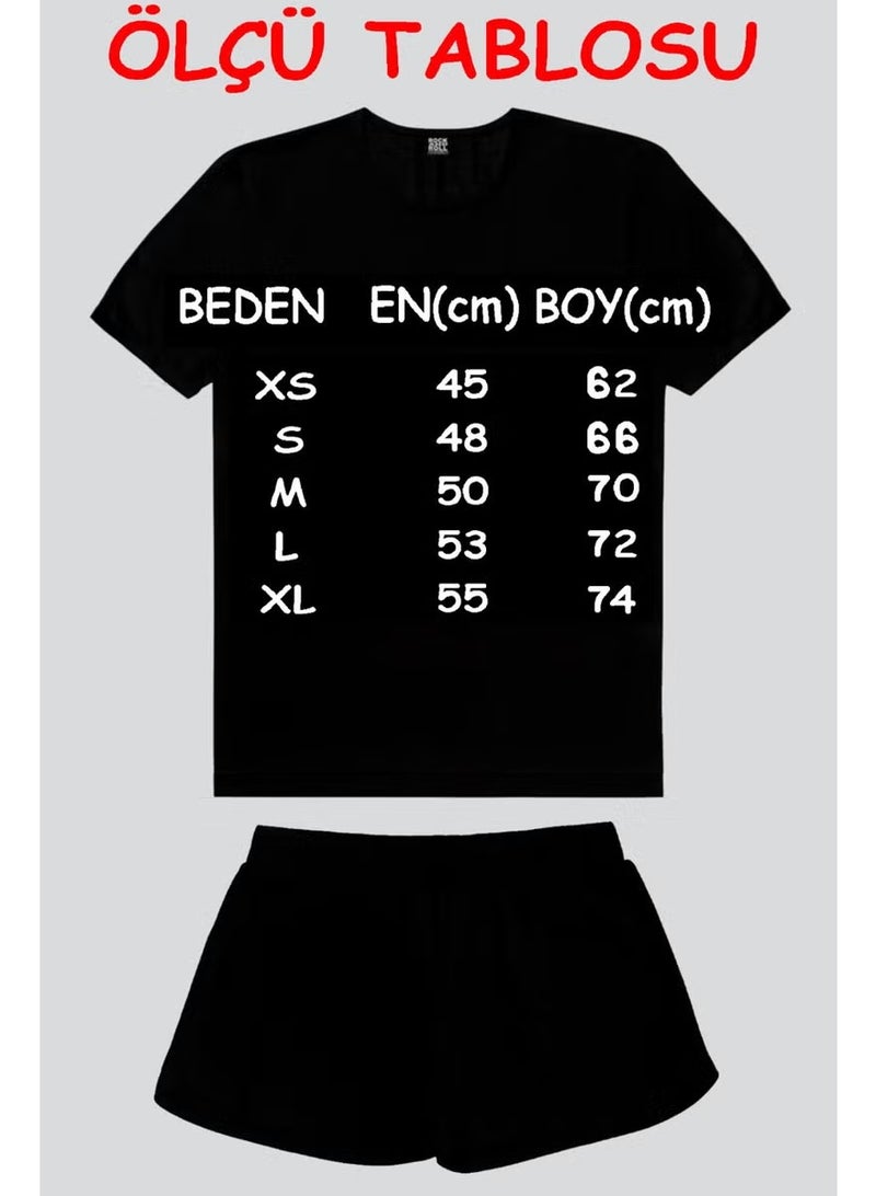 Rock&Roll Robot Bear Black Short Sleeve Women's Shorts Set - Image 2